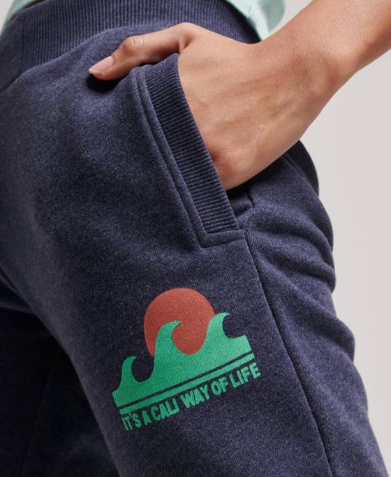 Superdry pantaloni de jogging neperiați decupați cali îmbrăcăminte marina femei JX0Z3916