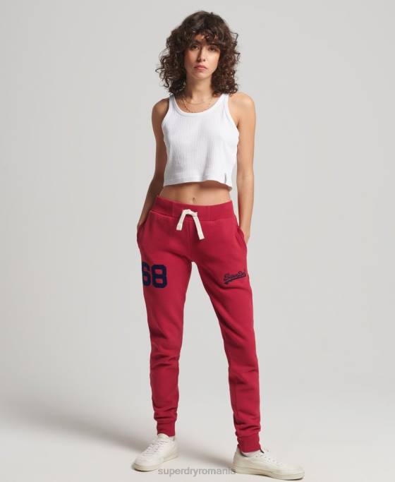 Superdry pantaloni de jogging pentru colegiu cu logo vintage îmbrăcăminte roșu femei JX0Z6574