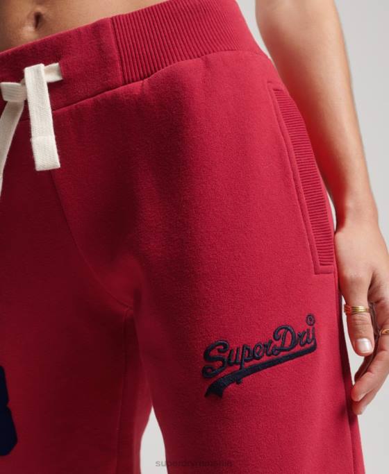 Superdry pantaloni de jogging pentru colegiu cu logo vintage îmbrăcăminte roșu femei JX0Z6574