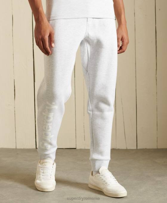 Superdry pantaloni de jogging periați cu logo-ul de bază îmbrăcăminte gri deschis bărbați JX0Z6445