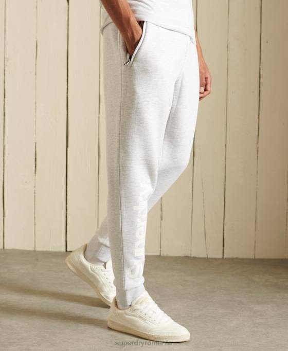 Superdry pantaloni de jogging periați cu logo-ul de bază îmbrăcăminte gri deschis bărbați JX0Z6445