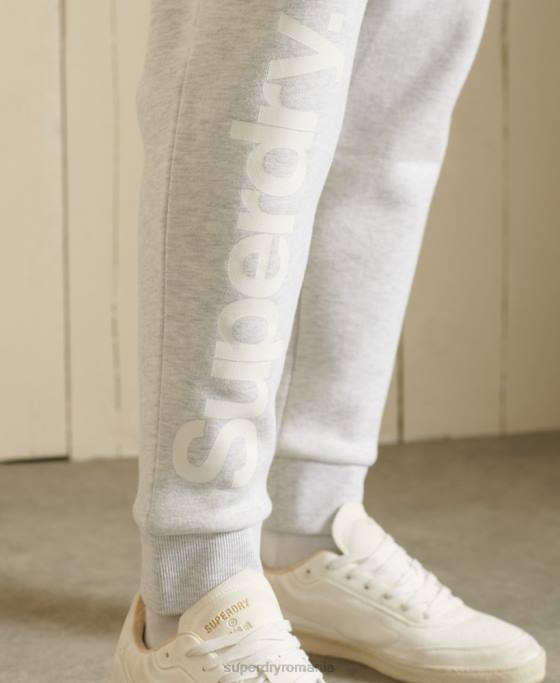 Superdry pantaloni de jogging periați cu logo-ul de bază îmbrăcăminte gri deschis bărbați JX0Z6445
