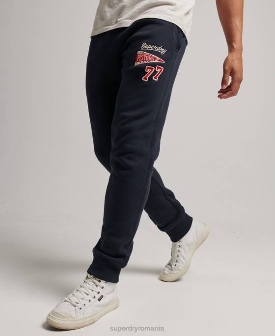 Superdry pantaloni de jogging slim fit cu logo-ul colegiului îmbrăcăminte marina bărbați JX0Z6496