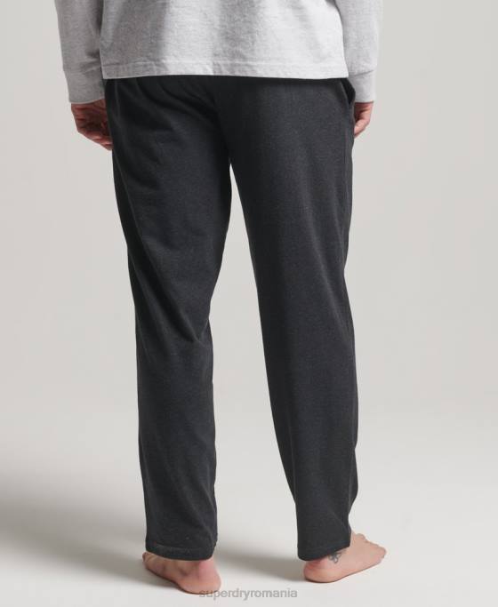 Superdry pantaloni de pijamă reciclați îmbrăcăminte negru bărbați JX0Z1607