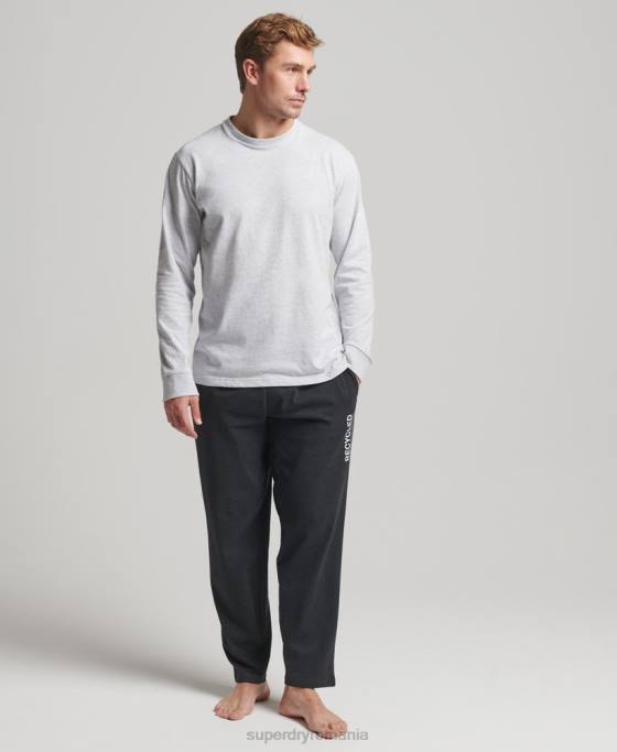 Superdry pantaloni de pijamă reciclați îmbrăcăminte negru bărbați JX0Z1607