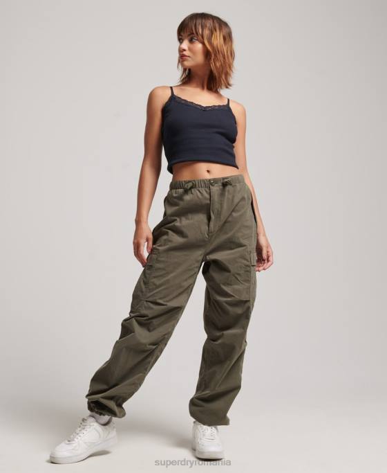 Superdry pantaloni de prindere cu parașuta îmbrăcăminte verde femei JX0Z2560