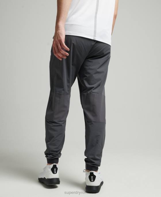 Superdry pantaloni de sport țesuți stretch îmbrăcăminte gri inchis bărbați JX0Z5402