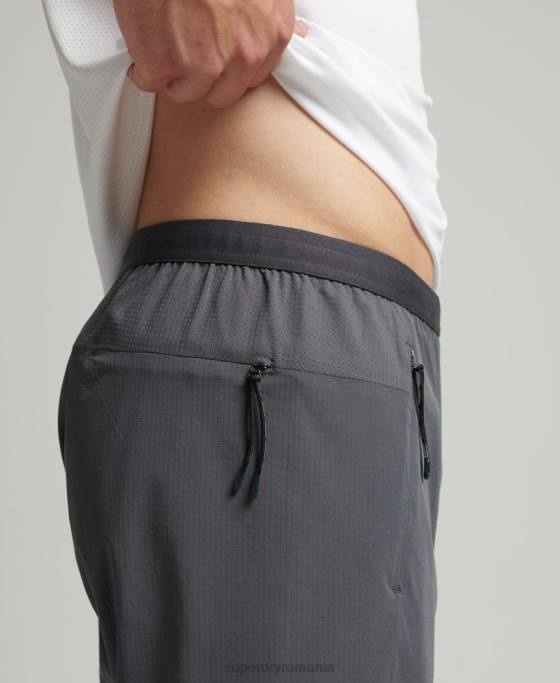 Superdry pantaloni de sport țesuți stretch îmbrăcăminte gri inchis bărbați JX0Z5402