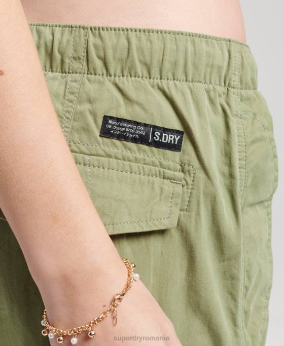 Superdry pantaloni din bumbac organic prindere cu parașuta îmbrăcăminte kaki femei JX0Z2607