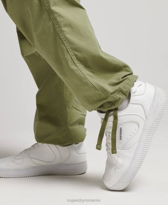 Superdry pantaloni din bumbac organic prindere cu parașuta îmbrăcăminte kaki femei JX0Z2607