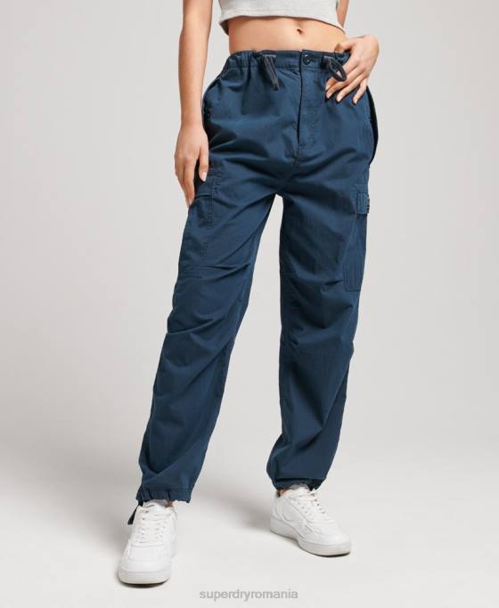 Superdry pantaloni din bumbac organic prindere cu parașuta îmbrăcăminte marina femei JX0Z2600