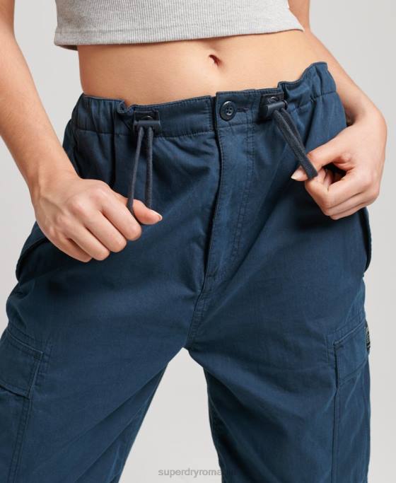 Superdry pantaloni din bumbac organic prindere cu parașuta îmbrăcăminte marina femei JX0Z2600