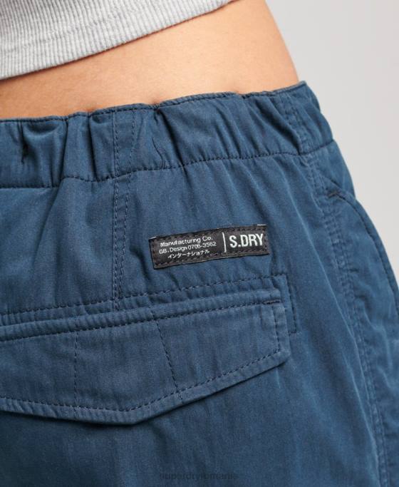 Superdry pantaloni din bumbac organic prindere cu parașuta îmbrăcăminte marina femei JX0Z2600