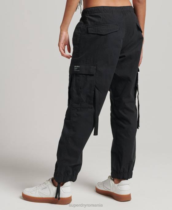 Superdry pantaloni din bumbac organic prindere cu parașuta îmbrăcăminte negru femei JX0Z2604