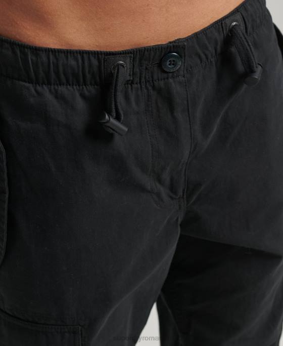 Superdry pantaloni din bumbac organic prindere cu parașuta îmbrăcăminte negru femei JX0Z2604