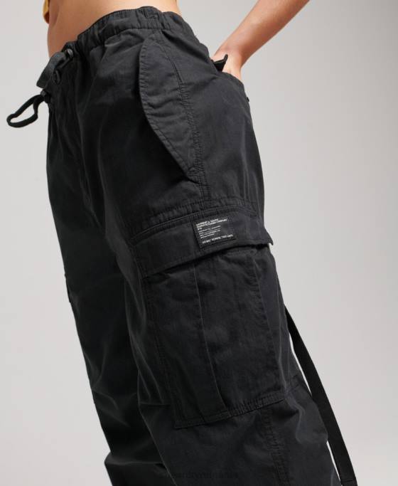 Superdry pantaloni din bumbac organic prindere cu parașuta îmbrăcăminte negru femei JX0Z2608