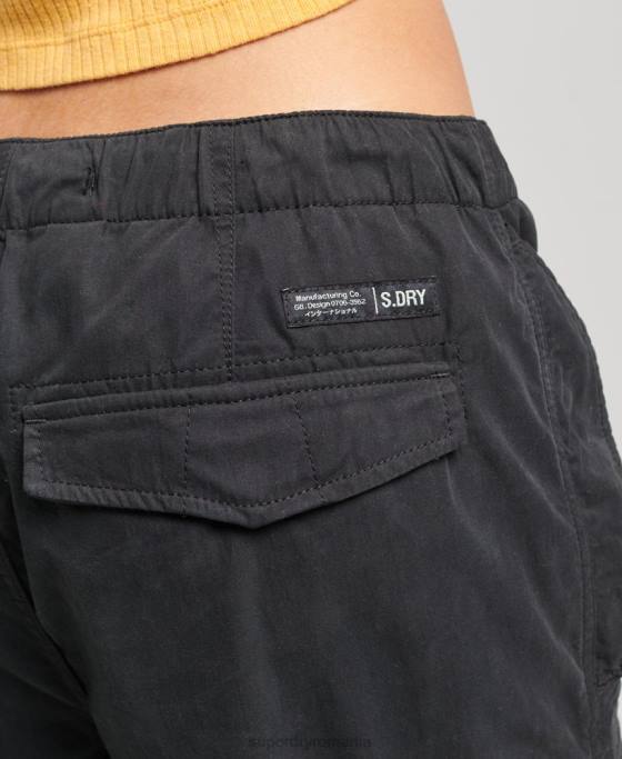 Superdry pantaloni din bumbac organic prindere cu parașuta îmbrăcăminte negru femei JX0Z2608