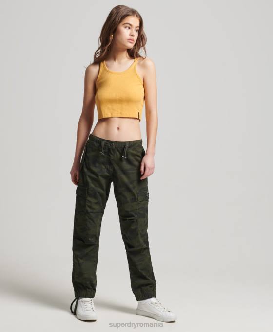 Superdry pantaloni din bumbac organic prindere cu parașuta îmbrăcăminte verde femei JX0Z2584