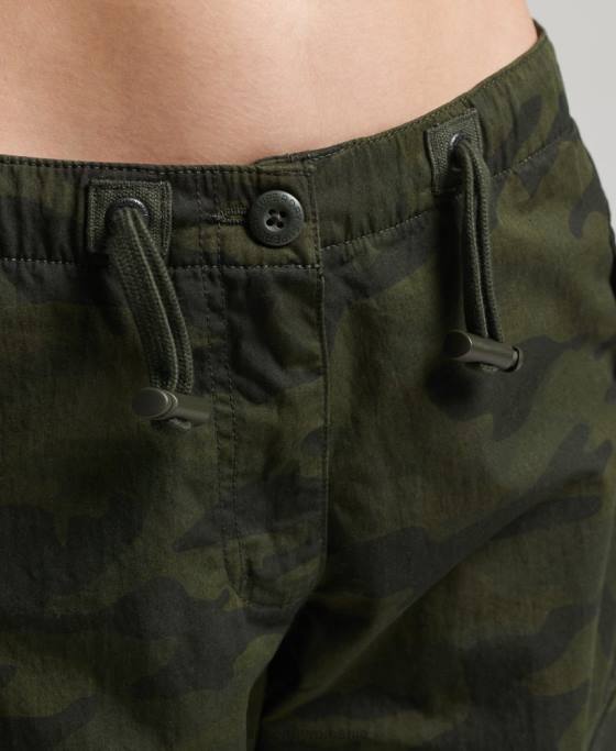 Superdry pantaloni din bumbac organic prindere cu parașuta îmbrăcăminte verde femei JX0Z2584