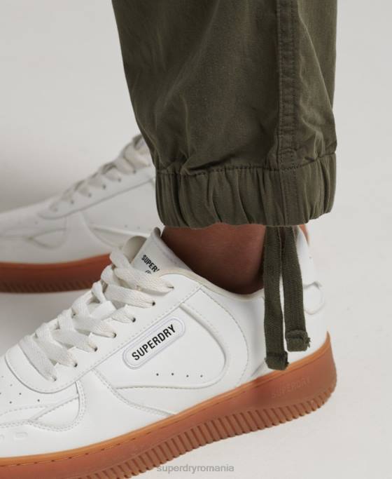Superdry pantaloni din bumbac organic prindere cu parașuta îmbrăcăminte verde femei JX0Z2603