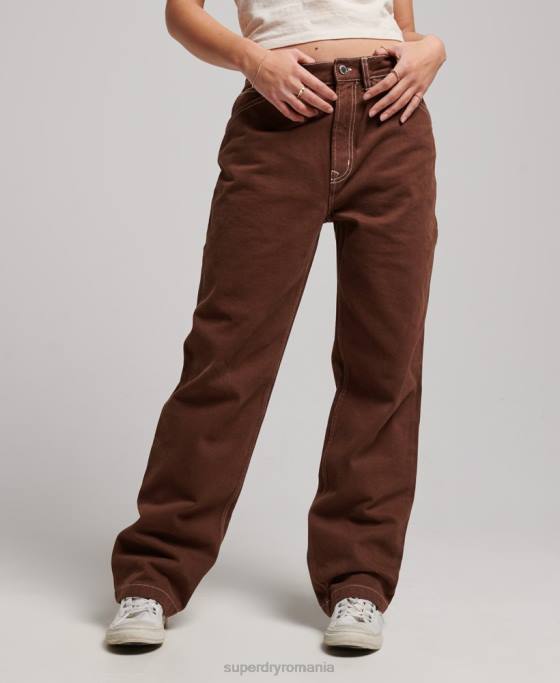 Superdry pantaloni dulgher contrast îmbrăcăminte maro femei JX0Z2555
