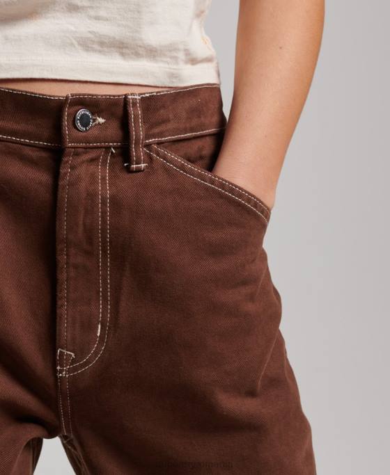 Superdry pantaloni dulgher contrast îmbrăcăminte maro femei JX0Z2555