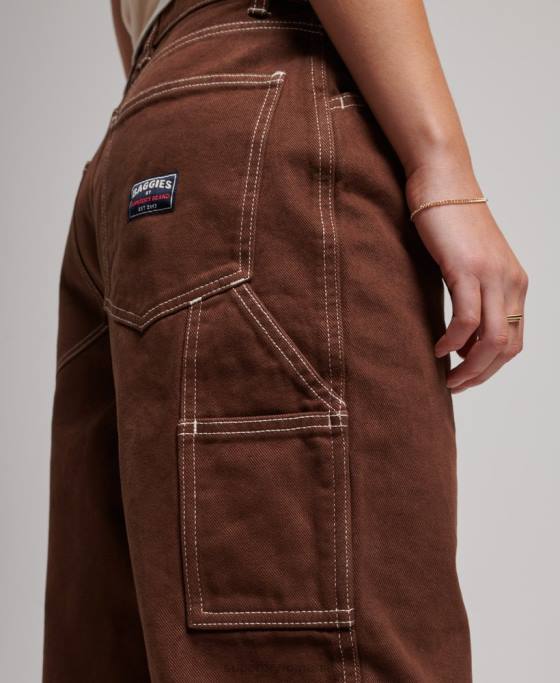 Superdry pantaloni dulgher contrast îmbrăcăminte maro femei JX0Z2555