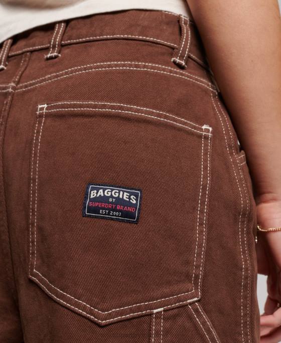 Superdry pantaloni dulgher contrast îmbrăcăminte maro femei JX0Z2555