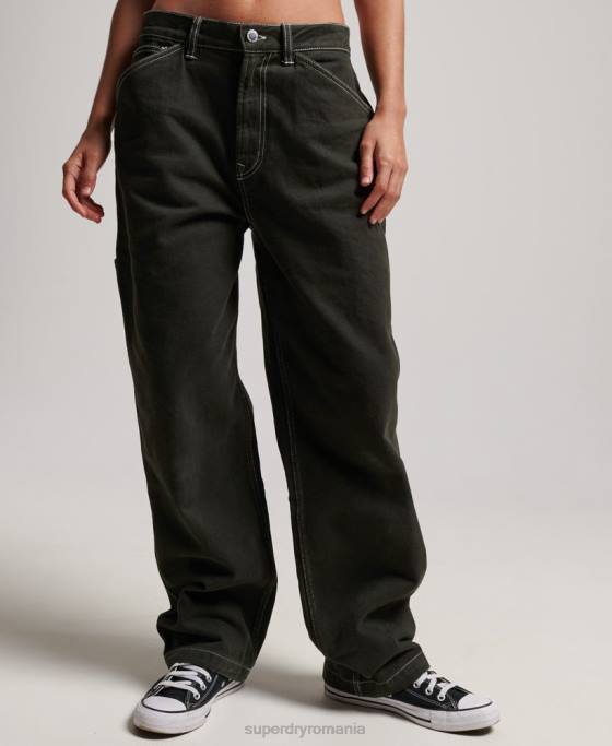 Superdry pantaloni dulgher contrast îmbrăcăminte verde femei JX0Z2558