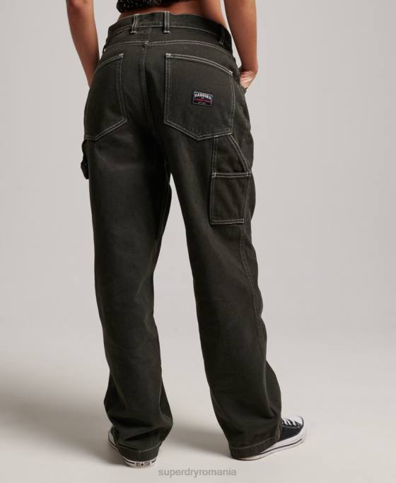 Superdry pantaloni dulgher contrast îmbrăcăminte verde femei JX0Z2558