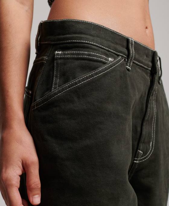 Superdry pantaloni dulgher contrast îmbrăcăminte verde femei JX0Z2558