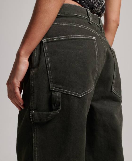 Superdry pantaloni dulgher contrast îmbrăcăminte verde femei JX0Z2558