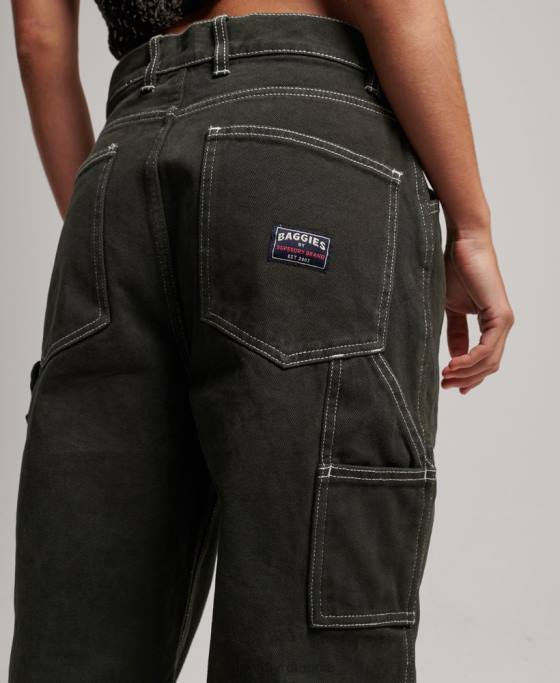 Superdry pantaloni dulgher contrast îmbrăcăminte verde femei JX0Z2558