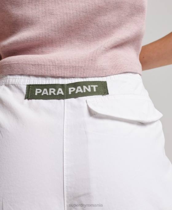 Superdry pantaloni largi de parașuta îmbrăcăminte alb femei JX0Z1979