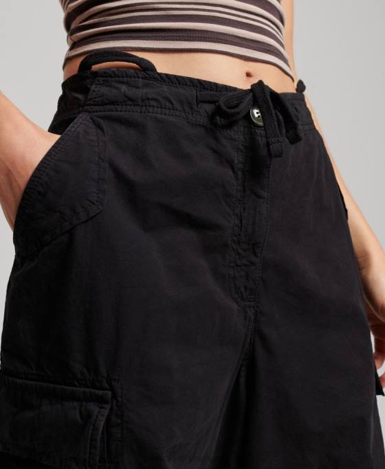 Superdry pantaloni largi de parașuta îmbrăcăminte negru femei JX0Z2013