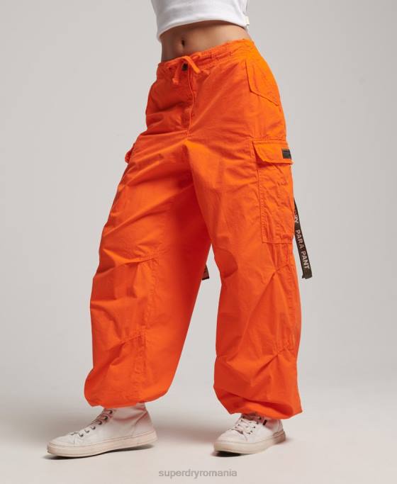 Superdry pantaloni largi de parașuta îmbrăcăminte portocale femei JX0Z1973