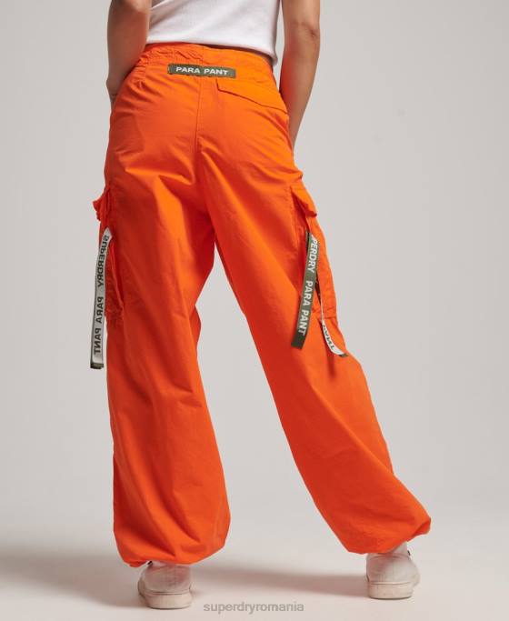 Superdry pantaloni largi de parașuta îmbrăcăminte portocale femei JX0Z1973