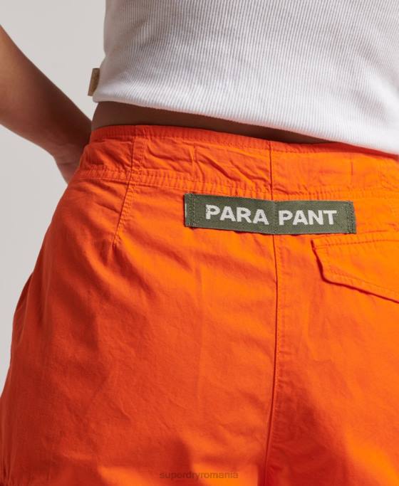Superdry pantaloni largi de parașuta îmbrăcăminte portocale femei JX0Z1973