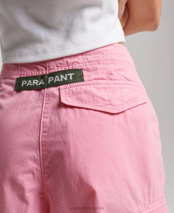 Superdry pantaloni largi de parașuta îmbrăcăminte roz femei JX0Z1989