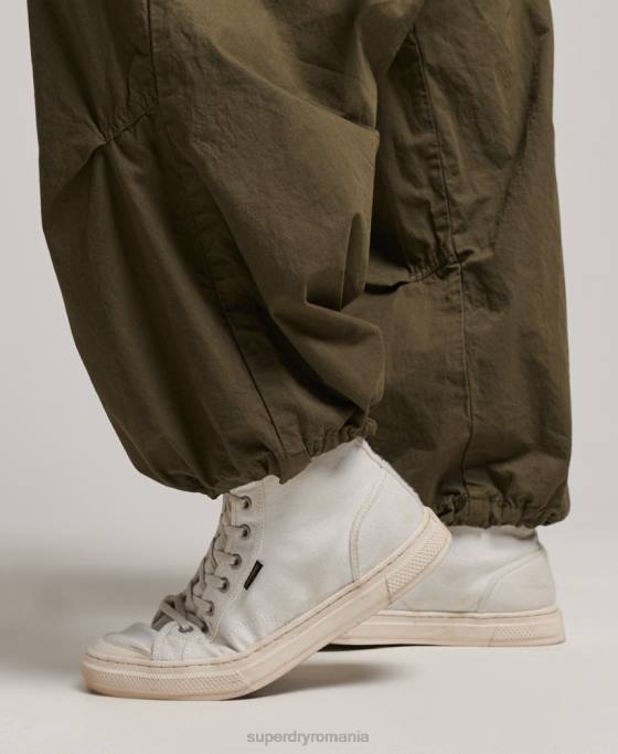 Superdry pantaloni largi de parașuta îmbrăcăminte verde femei JX0Z2095