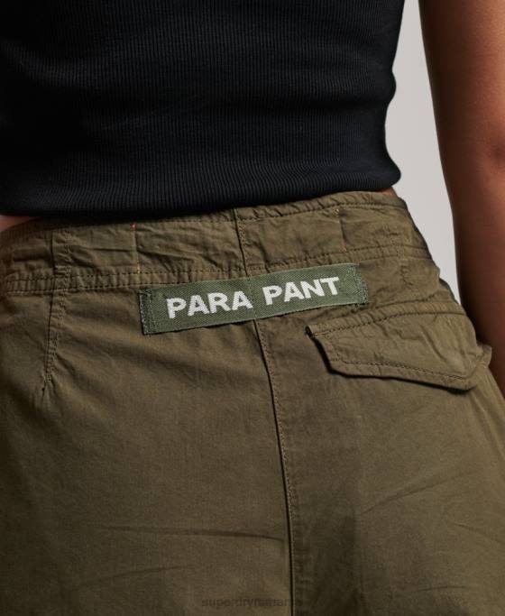 Superdry pantaloni largi de parașuta îmbrăcăminte verde femei JX0Z2095