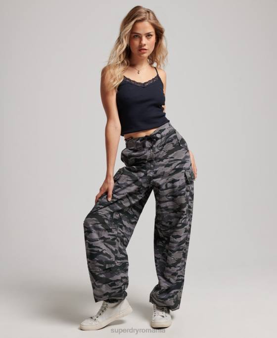 Superdry pantaloni largi de parașuta îmbrăcăminte verde femei JX0Z2129