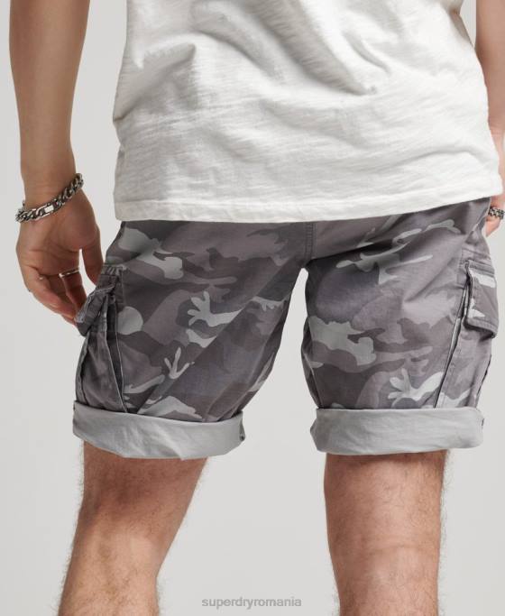 Superdry pantaloni scurti cargo îmbrăcăminte gri deschis bărbați JX0Z334