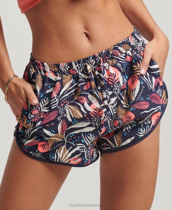 Superdry pantaloni scurti de plajă imprimați îmbrăcăminte marina femei JX0Z3093