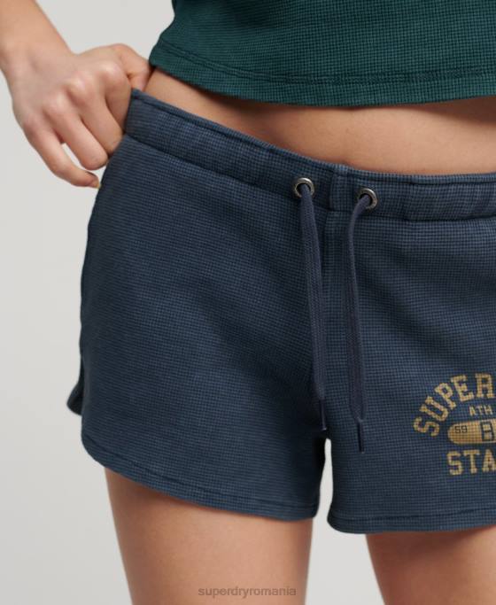 Superdry pantaloni scurți atletici de tip waffle îmbrăcăminte albastru femei JX0Z2048
