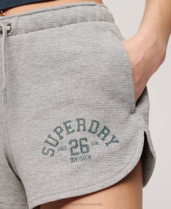 Superdry pantaloni scurți atletici de tip waffle îmbrăcăminte gri femei JX0Z2183