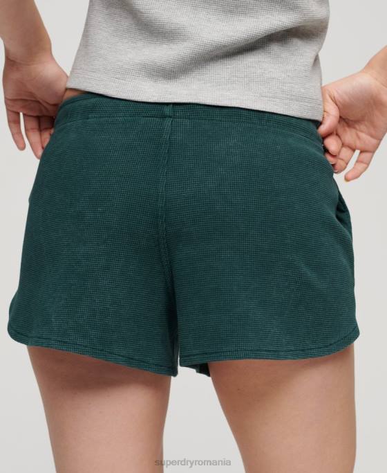 Superdry pantaloni scurți atletici de tip waffle îmbrăcăminte verde femei JX0Z3109