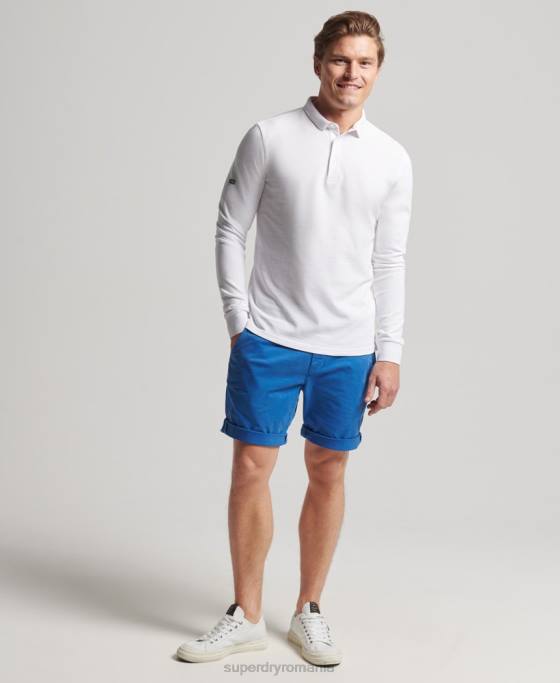 Superdry pantaloni scurți chino din bumbac organic îmbrăcăminte albastru deschis bărbați JX0Z336