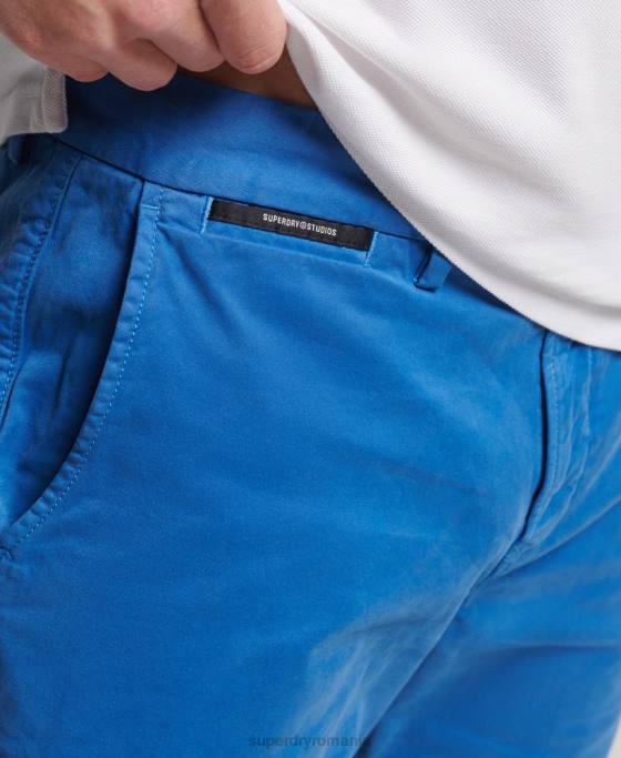 Superdry pantaloni scurți chino din bumbac organic îmbrăcăminte albastru deschis bărbați JX0Z336