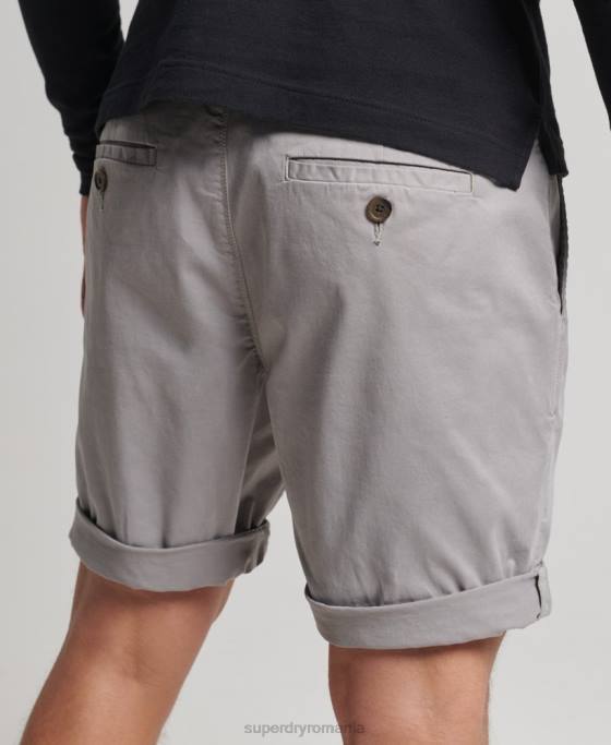 Superdry pantaloni scurți chino din bumbac organic îmbrăcăminte gri deschis bărbați JX0Z349